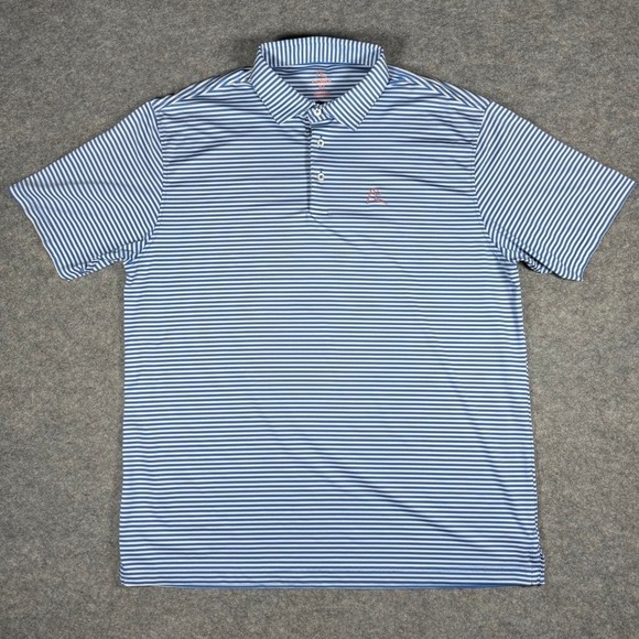 Rhoback Other - Rhoback Mens XL Blue White Stripe Performance Golf Polo Shirt Tennis Stretch